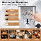 Espresso machine with stainless steel housing, featuring one-button operation for brewing espresso, cappuccino, and.