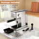 Espresso machine with stainless steel housing, 20-bar pump, milk frother, and removable drip tray for easy cleaning.