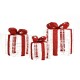 Close-up of a lighted gift box decoration with red ribbon, featuring 60 LED lights for festive indoor and outdoor use.