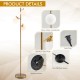3-globe floor lamp with a golden steel pole, weighted base, and glass lampshades, featuring a convenient foot switch.