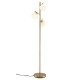Three-globe floor lamp in gold with sturdy steel pole and weighted base, featuring a user-friendly foot switch for.