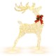 Lighted standing reindeer with 120 LED bulbs, festive bow, and waterproof tinsel for Christmas decoration outdoors.