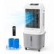 Evaporative air cooler with a 27 L water tank, remote control, and 600 CFM airflow for efficient cooling and comfort.