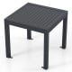 Expandable grey patio dining table for 4-6 people, featuring a slatted top and sturdy aluminum legs for indoor/outdoor.