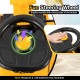Close-up of the fun steering wheel on the yellow excavator digger toy, featuring engine sounds for interactive play.