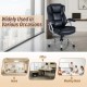 Executive office chair in black leather with padded seat and armrests, ideal for home, office, or meeting room use.