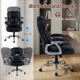 Executive office chair with adjustable height, padded seat, and 360° swivel for ergonomic comfort in any workspace.