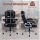 Overall dimensions of the black ergonomic executive office chair with padded seat and armrests, supporting up to 330.