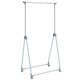 Heavy-duty foldable clothing rack with adjustable height, stable triangular base, and 4 wheels for easy mobility.