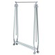 Extendable foldable heavy-duty clothing rack with adjustable height and wheels for easy mobility and stable support.