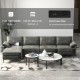 Detail view of the gray L-shaped sectional sofa highlighting USB ports and back power strip for convenient charging.