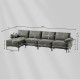 Extra large gray L-shaped sectional sofa with reversible chaise, USB ports, and ergonomic backrest for modern living.