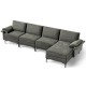 Extra large gray L-shaped sectional sofa with reversible chaise, USB ports, and hidden storage for modern living rooms.