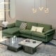 L-shaped army green sectional sofa with reversible chaise, USB ports, and hidden storage for versatile living room use.