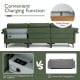 Extra large L-shaped sectional sofa in army green with reversible chaise, USB port, and hidden storage for convenience.
