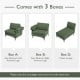 Extra large army green modular L-shaped sectional sofa with reversible chaise, includes three boxes for easy assembly.