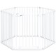 6-panel adjustable baby gate in white, expands 34.5-154", features double locking system for safety and versatile use.