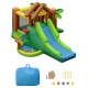 Kids inflatable jungle bounce house with slides, climbing wall, and safety nets for outdoor fun and active play.