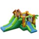 Kids inflatable jungle bounce house with slides and climbing wall, made of durable PVC-coated 420D oxford fabric.