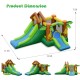 Kids inflatable jungle bounce house with slides and climbing wall, made of durable PVC fabric, ideal for outdoor fun.
