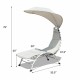 Chaise lounge chair with wide canopy in beige, featuring a sturdy steel frame and soft cushion, perfect for outdoor.