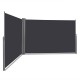 Retractable double folding side awning screen divider in gray, 237 x 63 inches, ideal for privacy in outdoor spaces.