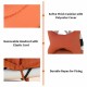 Soft cushion and removable headrest of the orange patio hanging swing lounger chair for outdoor relaxation.
