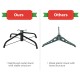Comparison of a reinforced metal stand for a 6 feet unlit artificial Christmas tree versus a weak plastic stand.