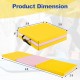 Tri-fold gym mat in yellow, 6 x 2 ft, featuring a removable zippered cover and handles for easy portability.