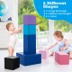 Colorful 7-piece foam building blocks set for toddlers, featuring 4 cubes, 2 medium rectangles, and 1 large rectangle.