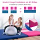 4-panel hot pink folding exercise mat with carrying handles, featuring hook and loop fasteners for easy mat connection.