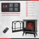 1400W electric stove heater with 3-level flame effect, 3-sided view, and remote control for cozy home ambiance.