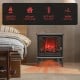 1400W electric stove heater with 3-level flame effect, 3-sided view, and adjustable thermostat for cozy home warmth.