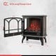 Electric stove heater with 3-sided view, 1400W power, and vivid flame effect for cozy home decoration.
