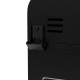 Close-up of the side hook on the black outdoor portable tabletop pellet grill with digital control system.