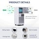 10000 BTU portable air cooler with fan and dehumidifier, featuring adjustable louvers and rolling casters for easy.