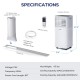 10000 BTU portable air cooler in black with remote control, ideal for cooling, ventilating, and dehumidifying up to 350.