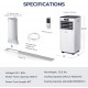 Portable air conditioner with remote control, 10000 BTU cooling capacity, ideal for bedroom or small apartment use.