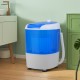 Portable 5.5 lbs semi-auto washing machine with clear lid and drainage hose, ideal for dorms and apartments.