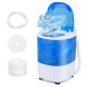 Portable semi-auto washing machine with a 5.5 lbs capacity, clear lid, and drainage hose for easy laundry management.