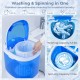 Portable semi-auto washing machine with a 5.5 lbs capacity, featuring a clear lid and convenient drainage hose for easy.