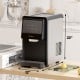 Self-dispensing countertop nugget ice maker in silver, measuring 22” high and 20” deep, ideal for kitchen countertops.