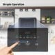 Control panel of the Self Dispensing Countertop Nugget Ice Maker in silver, featuring operation buttons and indicators.