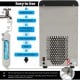 Self-dispensing countertop nugget ice maker with water filter, stainless steel finish, and LED light for easy ice.