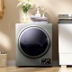 Compact 1.5 cu. ft. gray clothes dryer with stainless steel tub, wall-mounted design, and see-through window for.