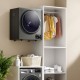 Compact 1.5 cu. ft. gray clothes dryer with stainless steel tub, wall-mounted, featuring a see-through window and.