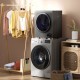 Compact 1.5 cu. ft. gray clothes dryer with stainless steel tub, featuring a see-through window and anti-wrinkle.