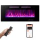 42-inch ultra-thin electric fireplace with decorative crystals, remote control, and smart app for customizable warmth.