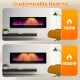 60-inch ultra-thin electric fireplace with customizable heating, decorative crystals, and 12 flame colors for indoor.
