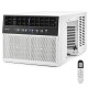 12000 BTU window air conditioner with remote control, featuring 6 modes and a washable filter for efficient cooling.